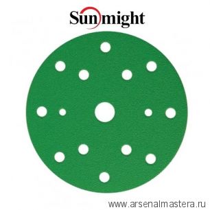 Шлифовальные круги комплект 100 шт FILM L312T+ 150 мм на липучке 15 отверстий зелёные P 1200 SUNMIGHT 53021-100