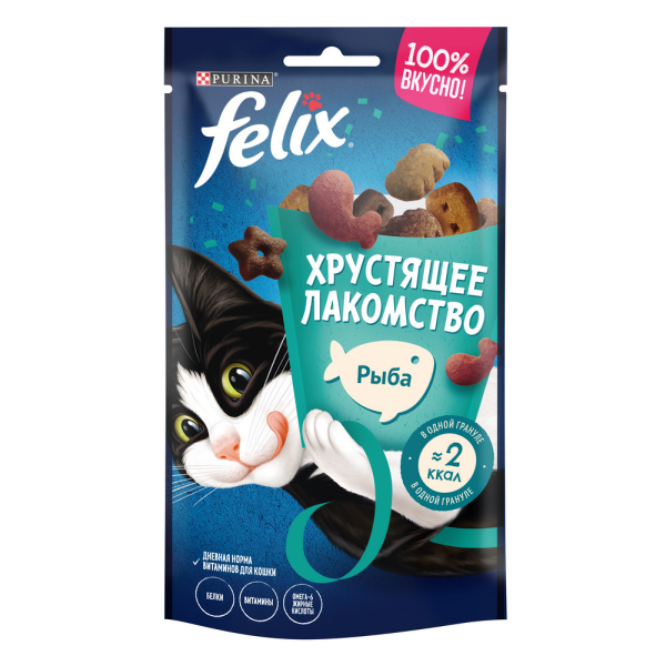 Лакомство для кошек Felix Хрустящее Лакомство с рыбой 60 гр
