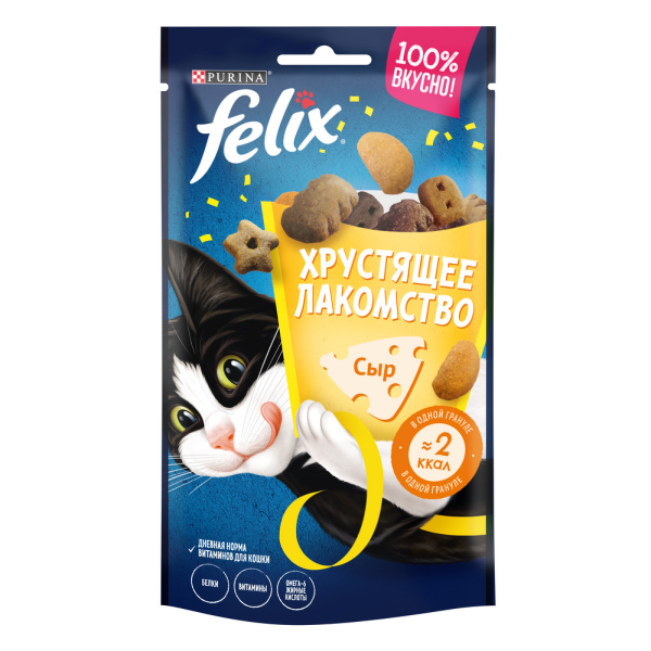 Лакомство для кошек Felix Хрустящее Лакомство с сыром 60 гр