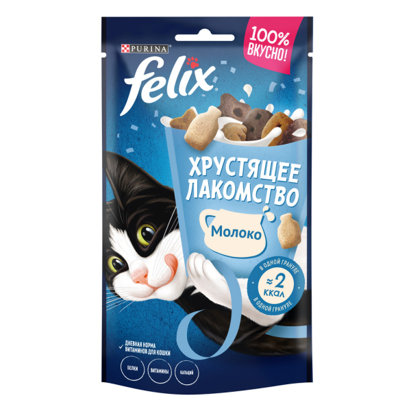 Лакомство для кошек Felix Хрустящее Лакомство с молоком 60 гр