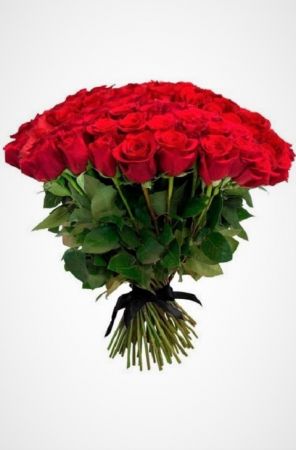 Фото Похоронный букет из живых цветов 50 красных роз