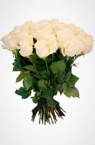 Фото Ритуальный букет из живых цветов 20 белых роз 70 см