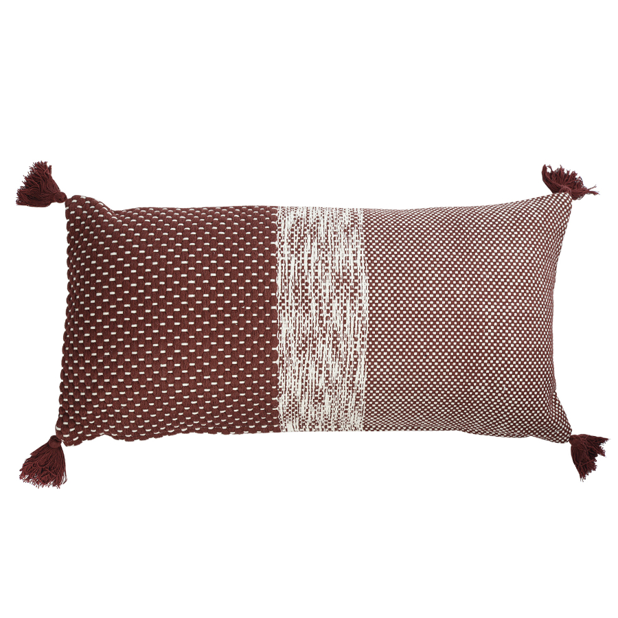 Подушка декоративная бордового цвета крупной вязки из коллекции Ethnic, 30х60 см