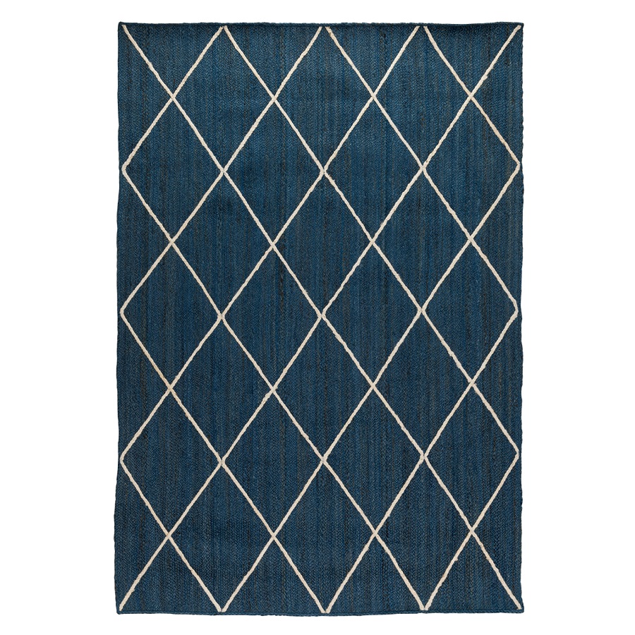 Ковер из джута темно-синего цвета с геометрическим рисунком из коллекции Ethnic, 160x230 см