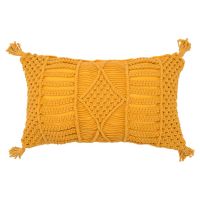 Чехол на подушку макраме горчичного цвета из коллекции Ethnic, 35х60 см