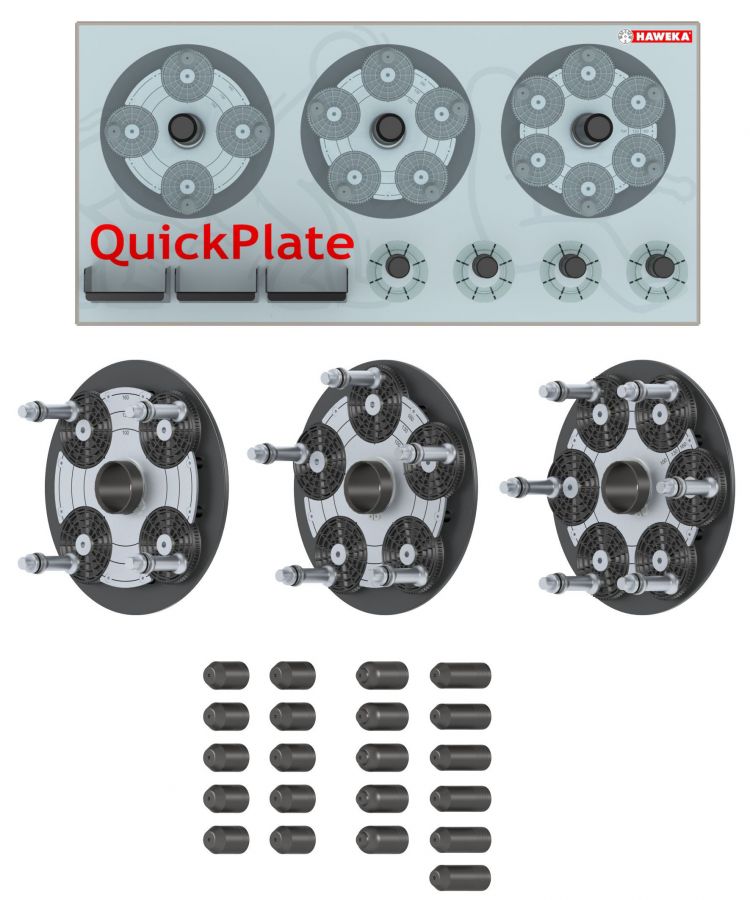 Набор адаптеров QuickPlates IV (вкл. адаптеры на 4, 5 и 6 крепежных отверстий, набор стандартных головок и настенный дисплей для хранения)