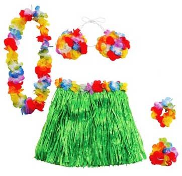 Набор Гавайской девушки (юбка, лифчик, браслеты)