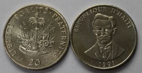 Гаити 20 сантимов 1991 год UNC