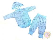 Костюм для новорожденных: чепчик, боди, штаны dC-KS153-ITp (голубой, код 01406) "Мамин Малыш" оптом
