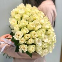 51 белая роза 40 см. под ленту