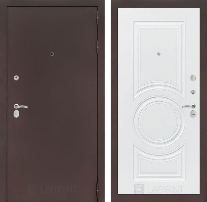 Дверь Входная Лабиринт CLASSIC антик медный 23 Белый софт металлическая