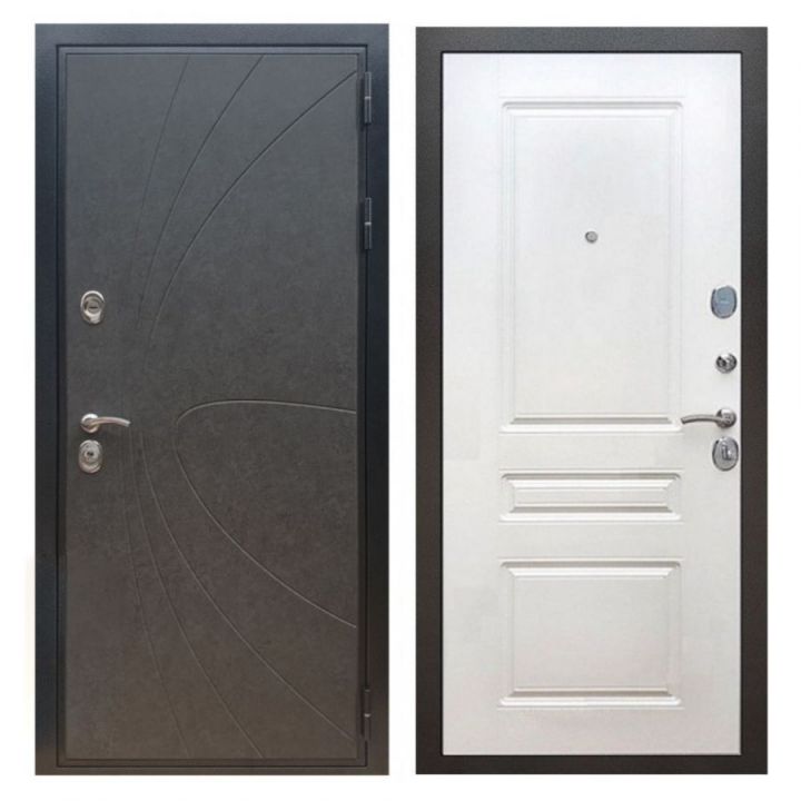 Дверь входная металлическая Армада X248 Штукатурка Графит ФЛ-243 Белый Ясень