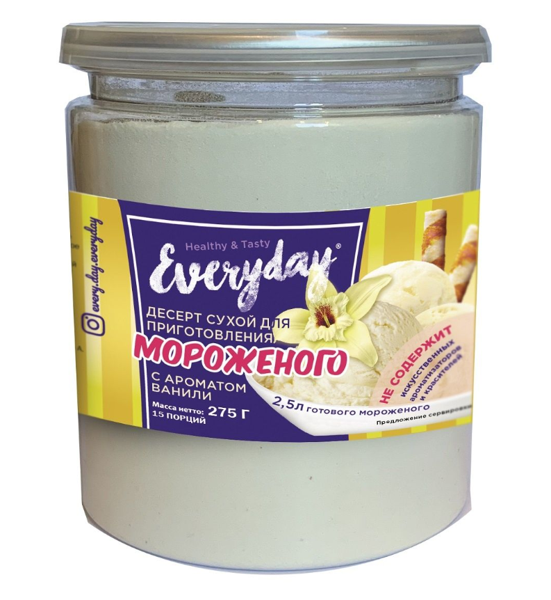 EVERYDAY БАНКА Мороженое сухое десерт ароматом ванили 275г ПЭТ-банка