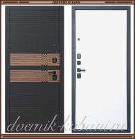 Входная металлическая дверь АМАДЕЙ Софт чёрный и Орех коньяк / Белый матовый 110 мм Россия