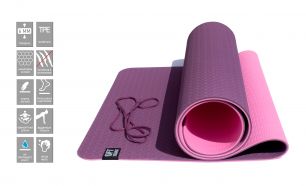 Коврик для йоги двухслойный TPE Original Fittools FT-YGM6-2TPE-4 бордово розовый (6 мм) 