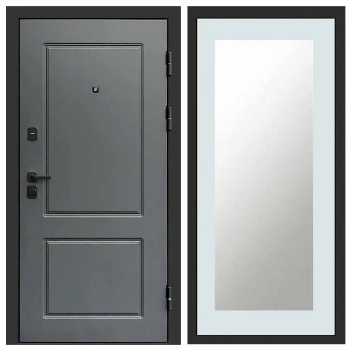 Входная дверь Termo-door Верона BLACK Зеркало Триумф Белый Софт