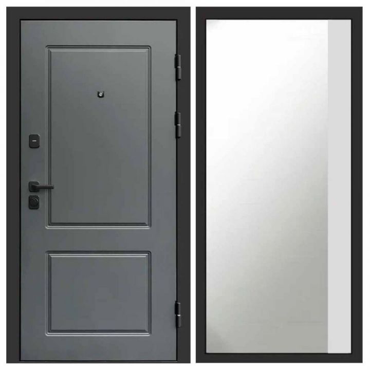 Входная дверь Termo-door Верона BLACK Широкое Зеркало Фацет Белый Софт