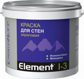 Краска для Стен Акриловая Alpa Element I-3 10л Белая, Износостойкая, Моющаяся / Альпа Элемент И-3