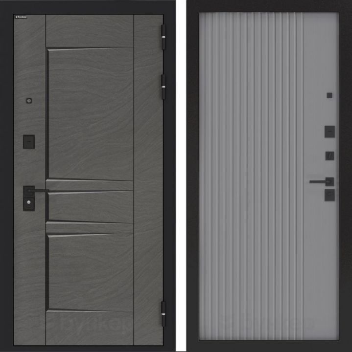 Дверь Входная Бункер BN-04 ХОМС Серый Софт рельеф, металлическая