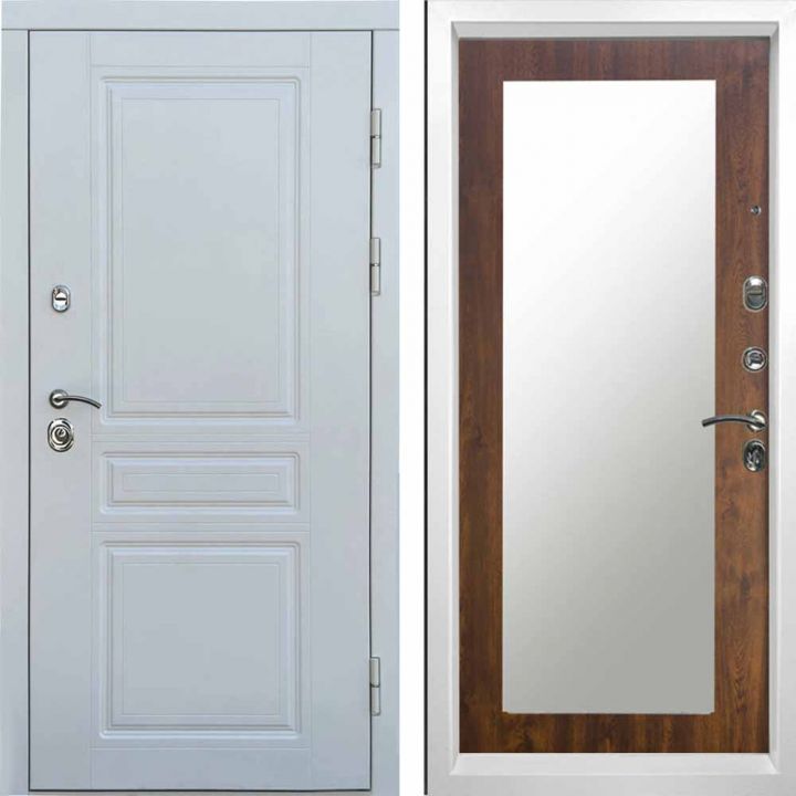Входная дверь T.DOOR Орегон WHITE Зеркало триумф дуб