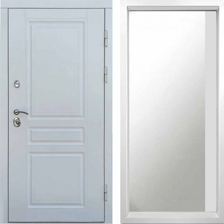 Входная дверь Termo-door Орегон WHITE Широкое Зеркало Фацет Белый Софт