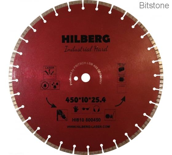Диск алмазный отрезной Hilberg Industrial Hard сегментный (железобетон) 450мм/25,4 (HI810)
