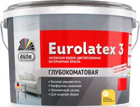 Краска для Стен и Потолков Dufa 2.5л Retail Eurolatex 3 Водно-Дисперсионная, Глубокоматовая / Дюфа Евролатекс 3