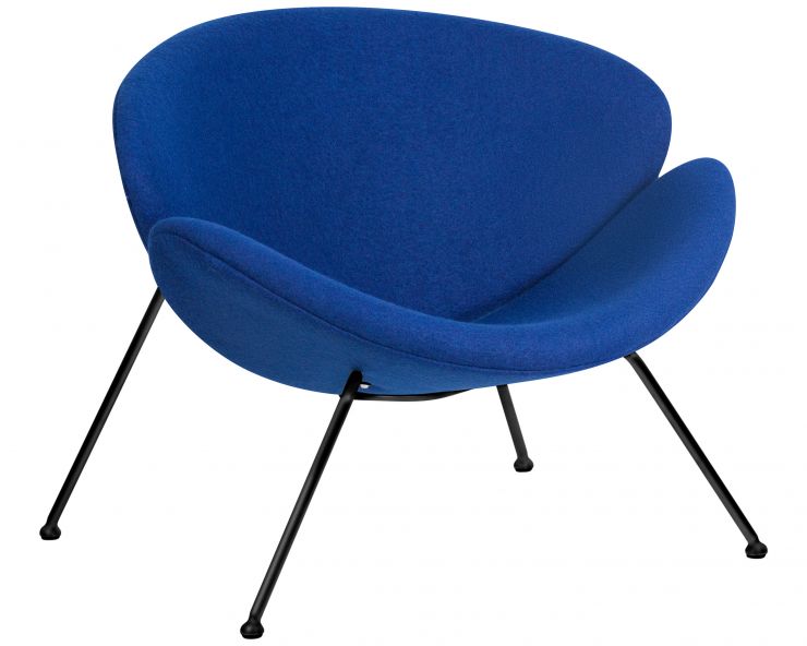 Кресло дизайнерское DOBRIN EMILY (синяя ткань AF6, черное основание)