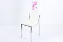 Кухонный стул "B-610" Белый кожзам/Фотопечать орхидея/Хром