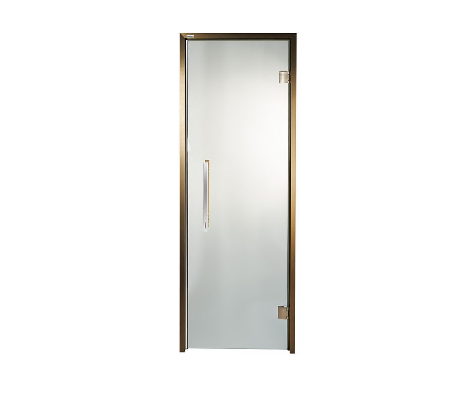 Дверь для хамама и сауны стеклянная Grandis Brasch бронза прозрачное стекло, бронзовый профиль