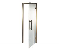 Дверь для хамама и сауны стеклянная Grandis Brasch бронза прозрачная, бронзовый профиль