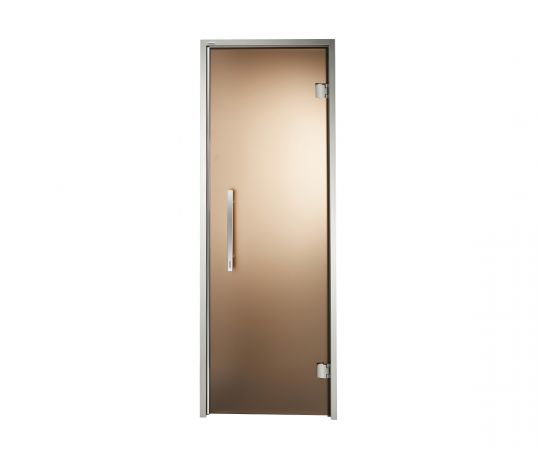Дверь для хамама и сауны стеклянная Grandis Silver, бронза матированная, серебристый профиль