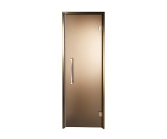 Дверь для хамама и сауны стеклянная Grandis Brasch, матированная бронза, бронзовый профиль