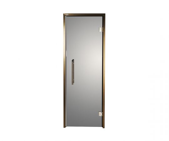 Дверь для хамама и сауны стеклянная Grandis Brasch, графит матированный, бронзовый профиль