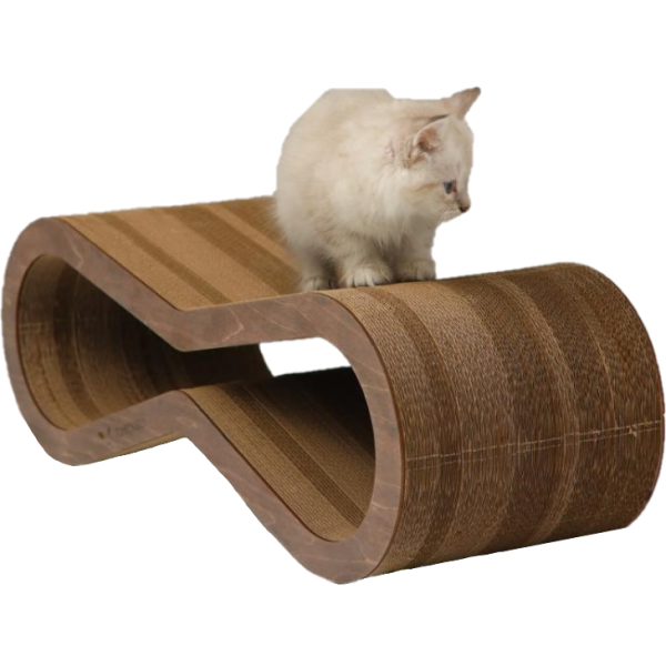Когтеточка для кошек Тумяу Экватор темное дерево с деревянным ободком 60*20*22 см