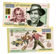 50 000 lire (лиры) — Адриано Челентано. Италия. (Adriano Celentano. Italy). Памятная банкнота. UNC Msh Oz