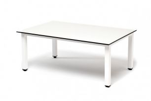 Журнальный столик "Канны" из HPL 95х60, H40, каркас белый, цвет столешницы "молочный"