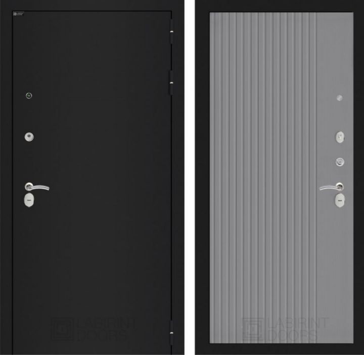 Дверь Входная Лабиринт CLASSIC шагрень черная 29 Серый софт рельеф, металлическая