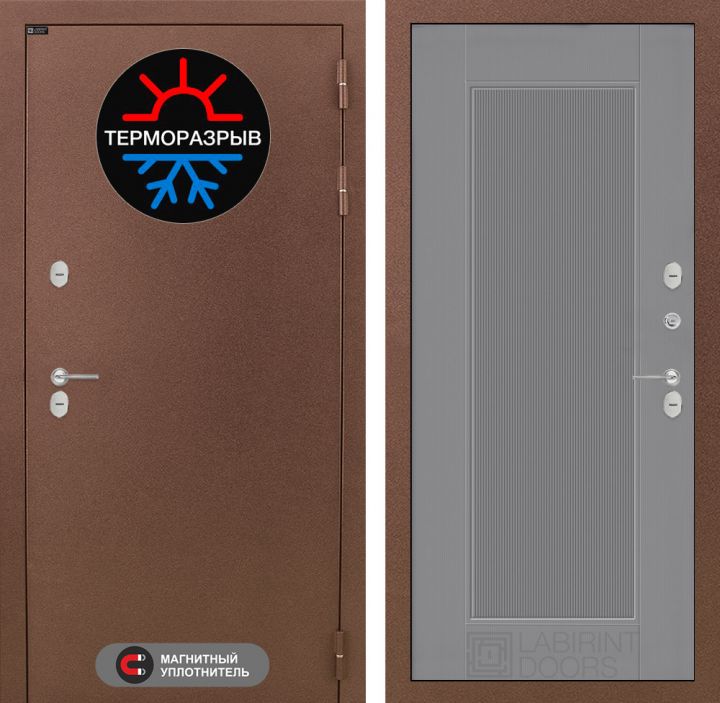 Дверь Входная Лабиринт Термо Магнит 30 Серый софт рельеф металлическая