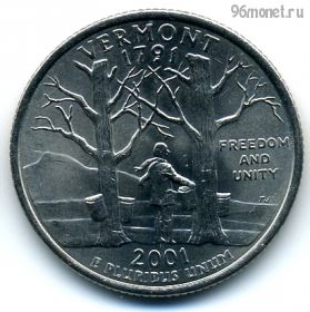США 25 центов 2001 D Вермонт
