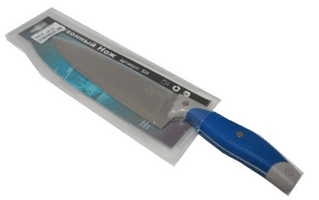 068 Нож кухонный, с синей ручкой, на блистере, арт: SS-02A