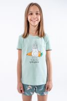 Пижама для девочки Кролик-морковка арт. ПД-009-055 [васаби/зеленый]