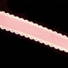 фото Лента репсовая (в рубчик) 15 мм с кружевным краем. Розовый