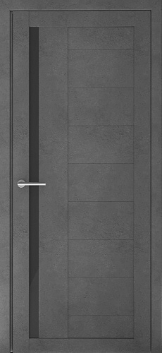 Дверь межкомнатная Экошпон Валенсия стекло черное бетон светлый бетон темный