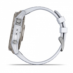 Умные часы EPIX PRO (Gen 2) Sapphire Edition 51 мм, титановый белый, DLC, белый силиконовый ремешок