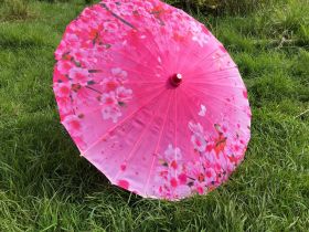 Зонт китайский бумажный от солнца с росписью Сакура