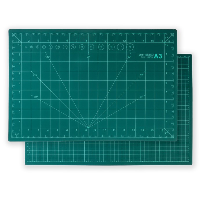 Мат для резки, трёхслойный, 45 ? 30 см, А3, цвет зелёный
