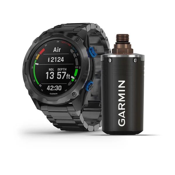 Комплект умные часы Garmin Descent Mk2i титановые с DLC-покрытием и черным титановым ремешком + датчик Descent T1 фото