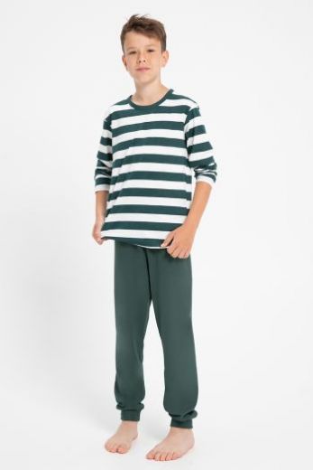Пижама детская TARO Blake 3088-01, лонгслив и брюки, зеленый