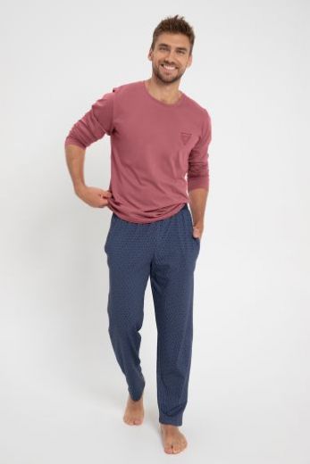 Пижама мужская TARO Colton 3072-01, лонгслив и брюки, бордовый